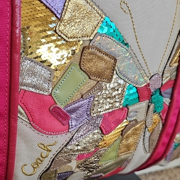 Coach Poppy Glam Sequin Patchwork Butterfly Tote Bag 2009